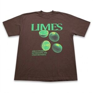Online Ceramics Limes Graphic T-Shirt Mens Large Brown Streetwear Rare A24 Style
